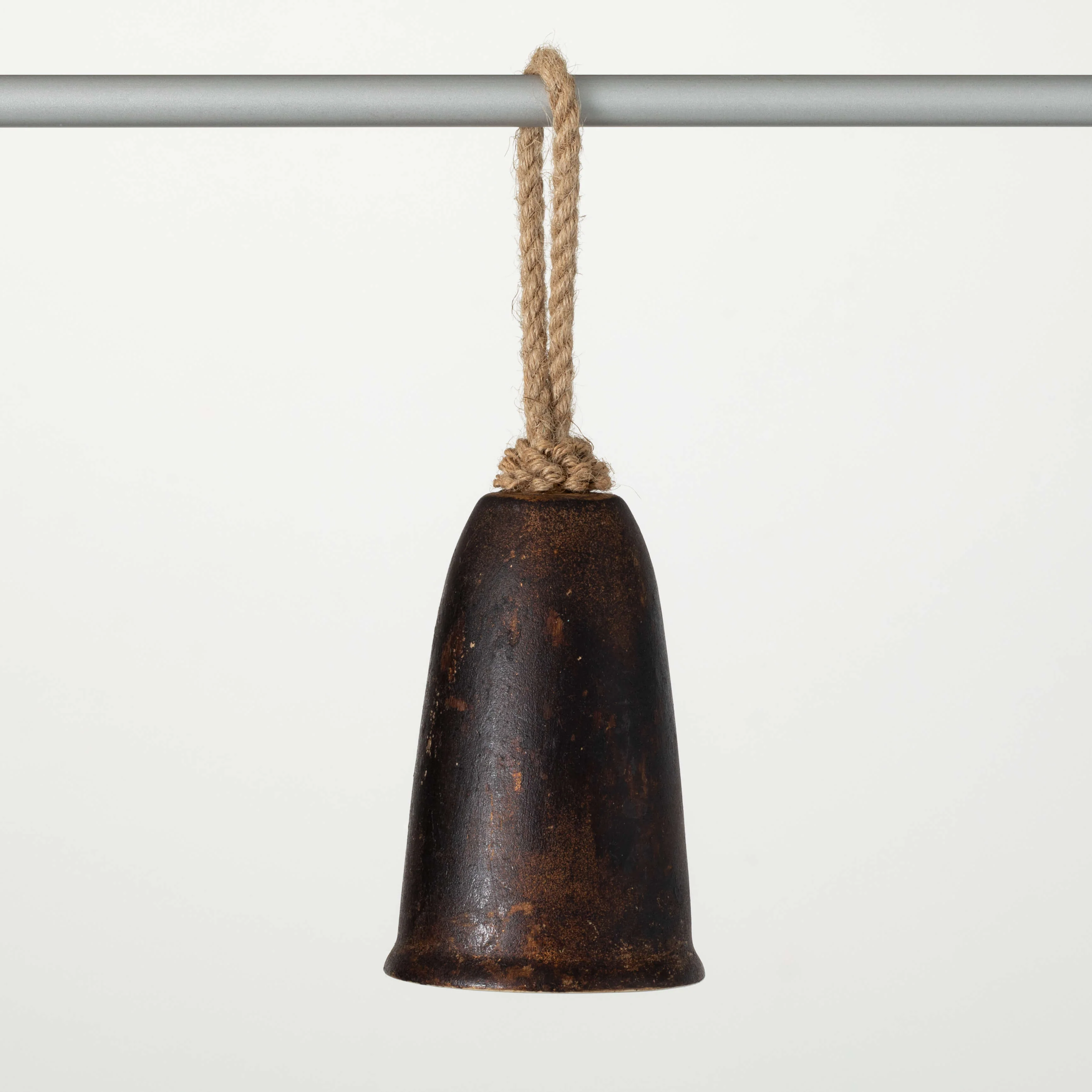 Safe Rustic Bell with Rope Ornament Natural