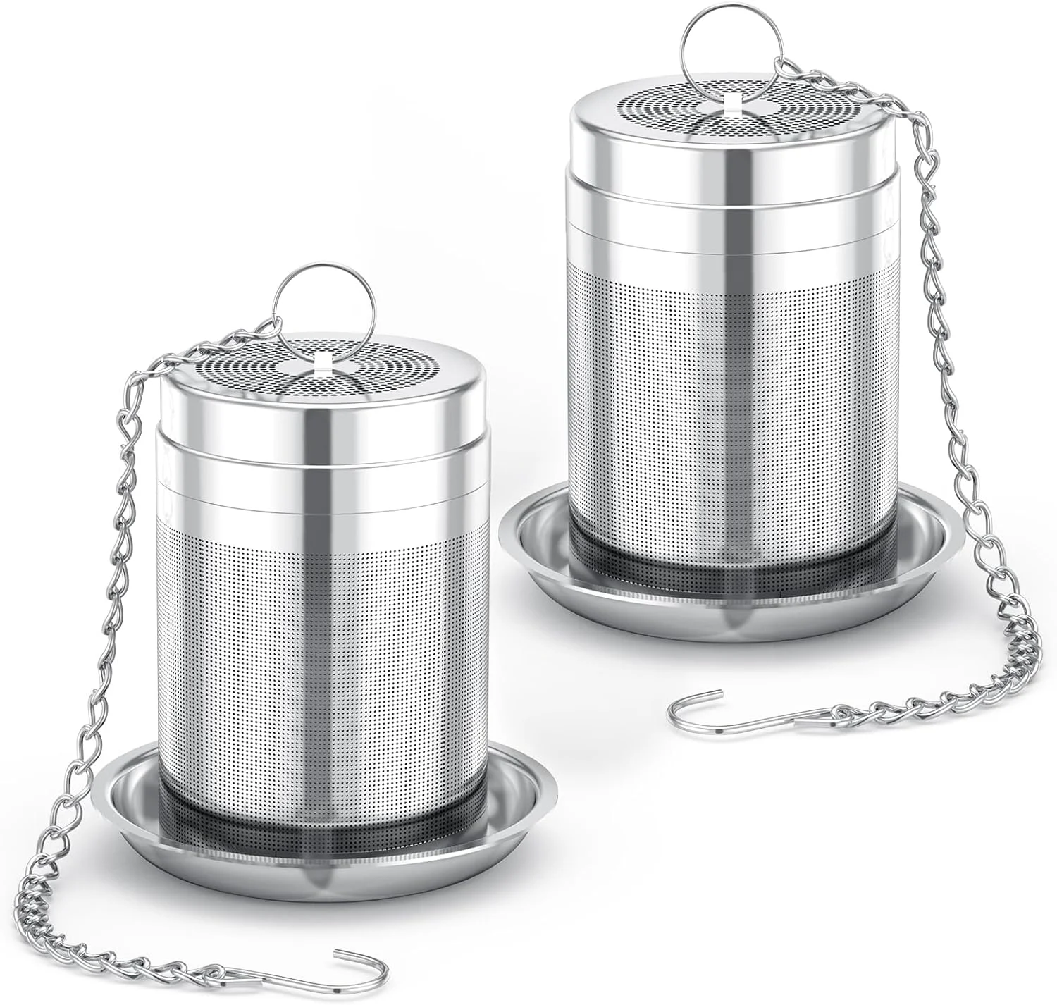 High-Performance House Again 2 Pack Tea Infusers Extra Fine Mesh Tea Strainers for Loose Tea Updated Slim Threaded Lid 304 Stainless Steel Superior