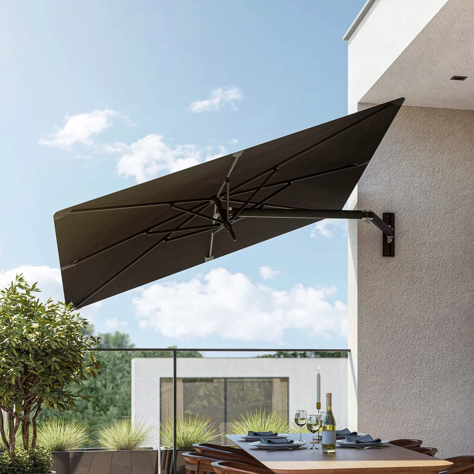 Safe Paraflex UX Wall-Mounted Umbrella Full Black 2.3m Convenient