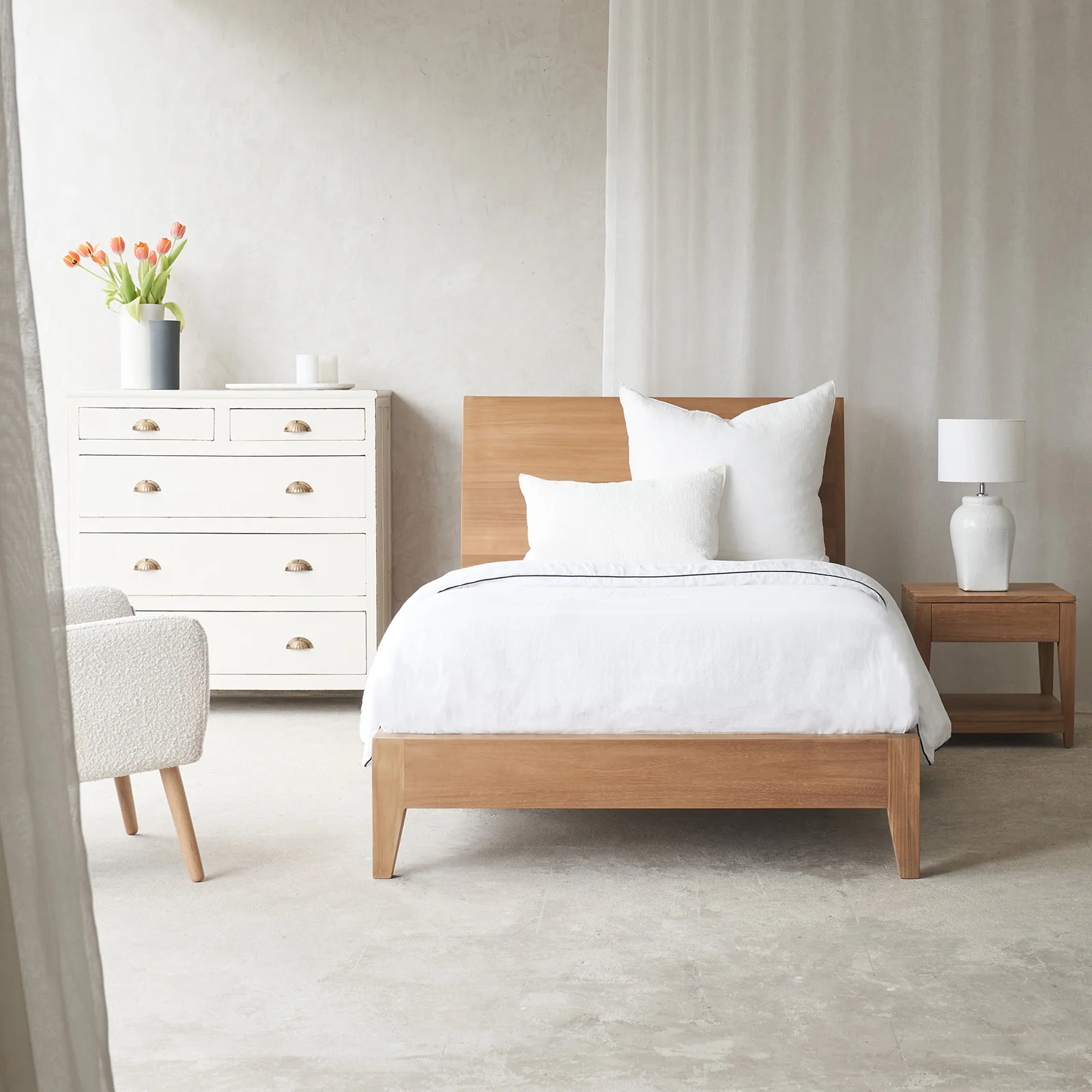 Secure Arc Bed Frame Teak Single Lightweight