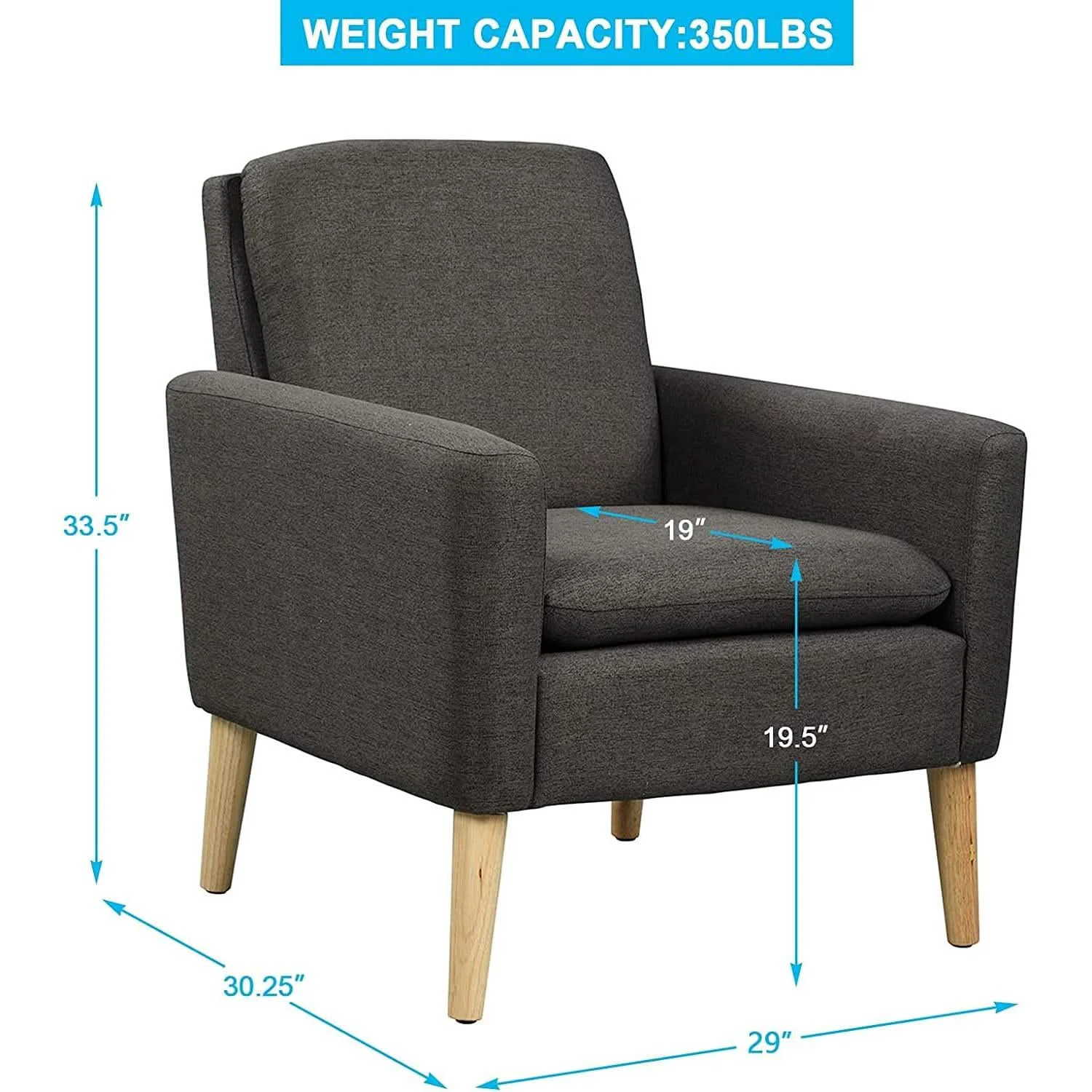 Green Black Modern Accent Armchair With Ergonomic Deep Seat For Living Room Natural