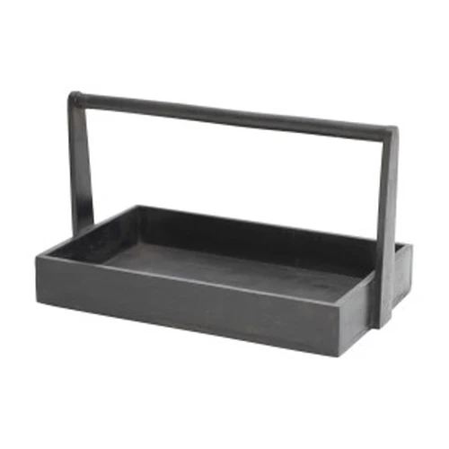 Optimized Decorative Mango Wood Tray w Handle Black Fine