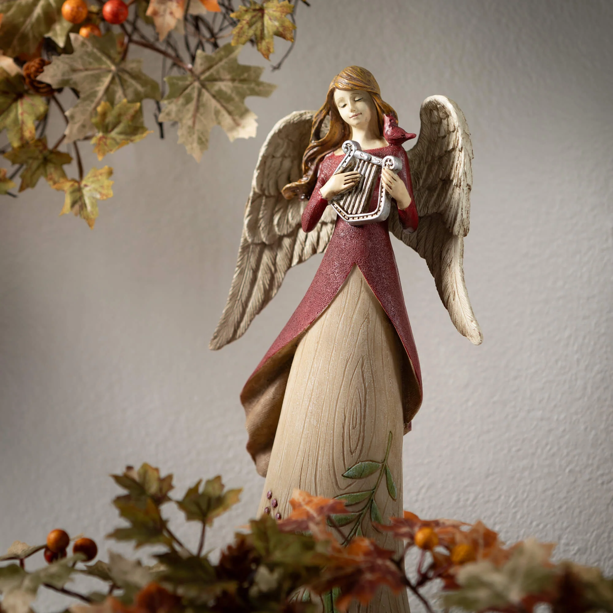 Dependable Angel with Harp Figurine Easy-to-Use