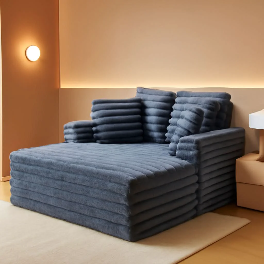 Contemporary 53 Inch Chaise Lounge Grey Sleeper Chair For Living Room Trendy