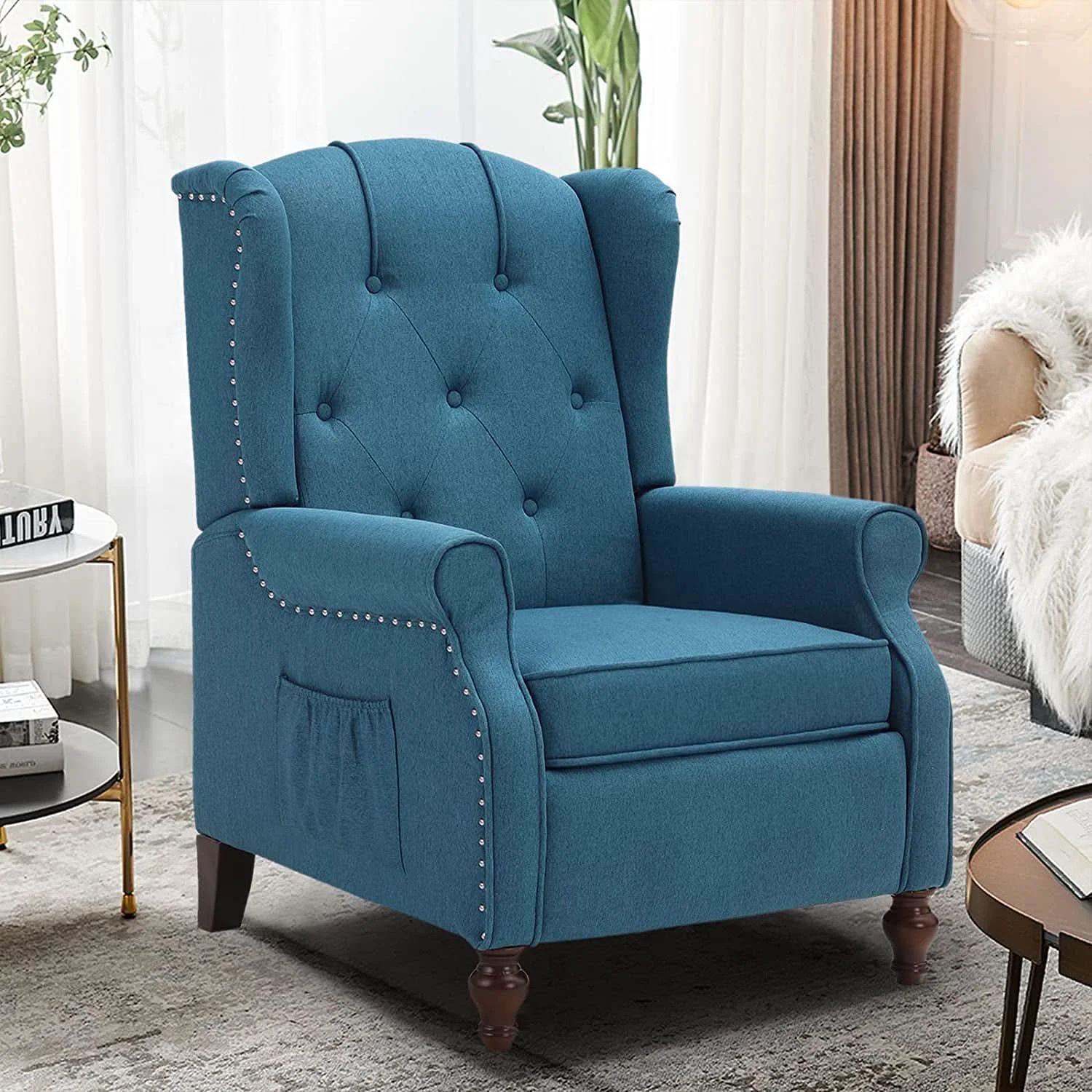 Contemporary Wingback Recliner Chair With Massage And Heat Living Room Genuine