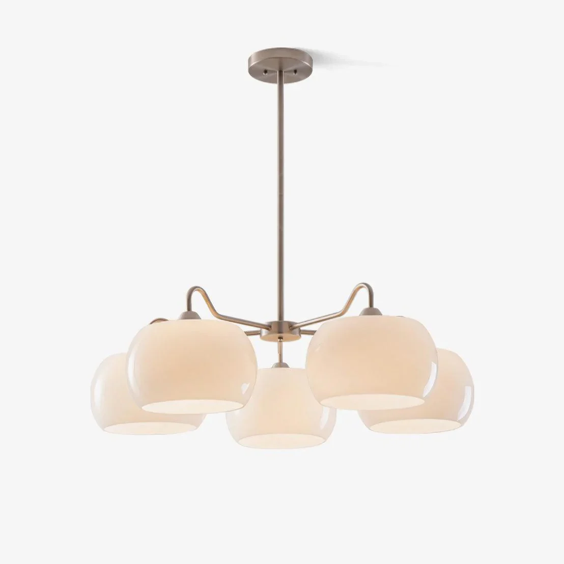 Authentic Nickel Glass Persimmon Chandelier Detailed