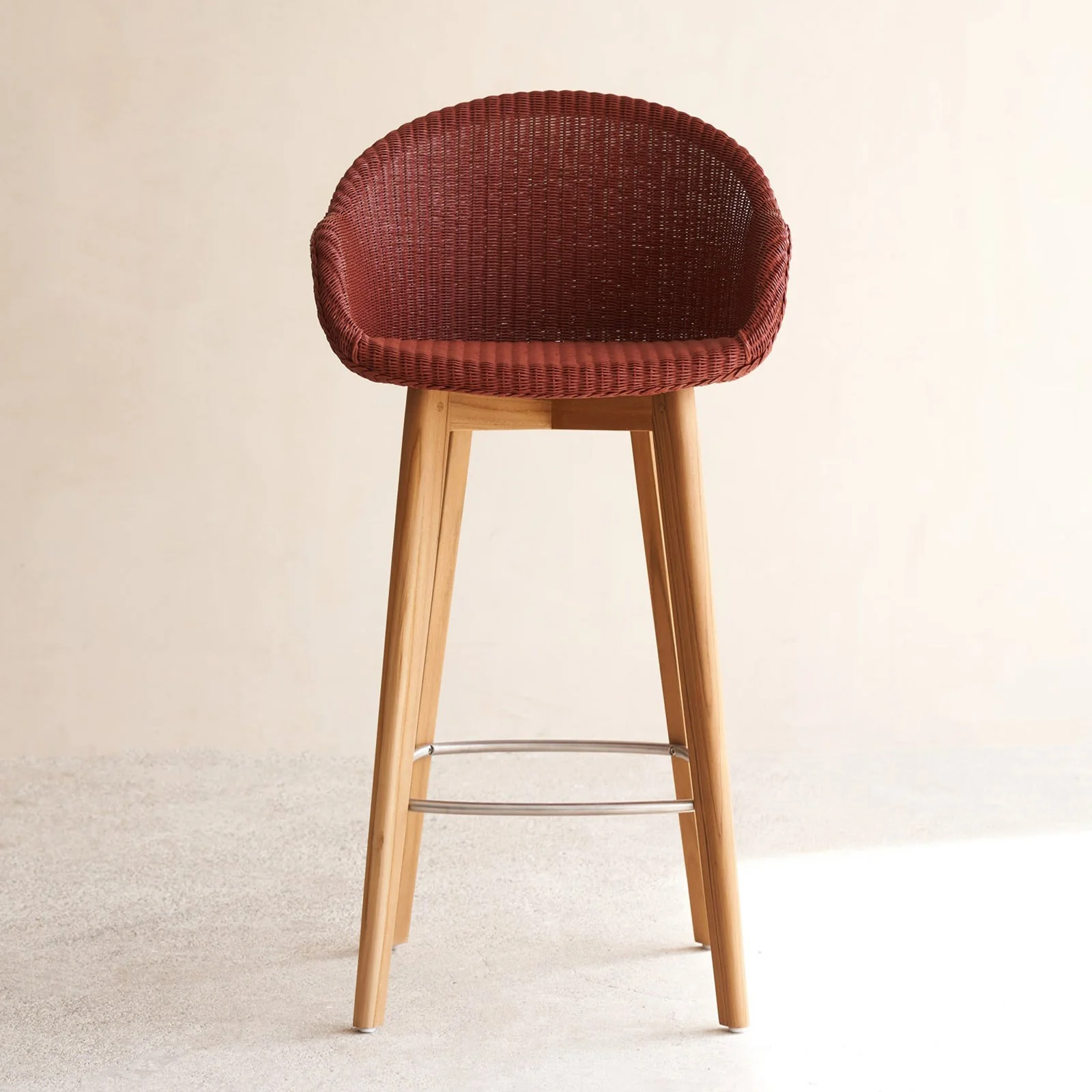 Green Avril Bar Stool Teak Frame – Terracotta Solid