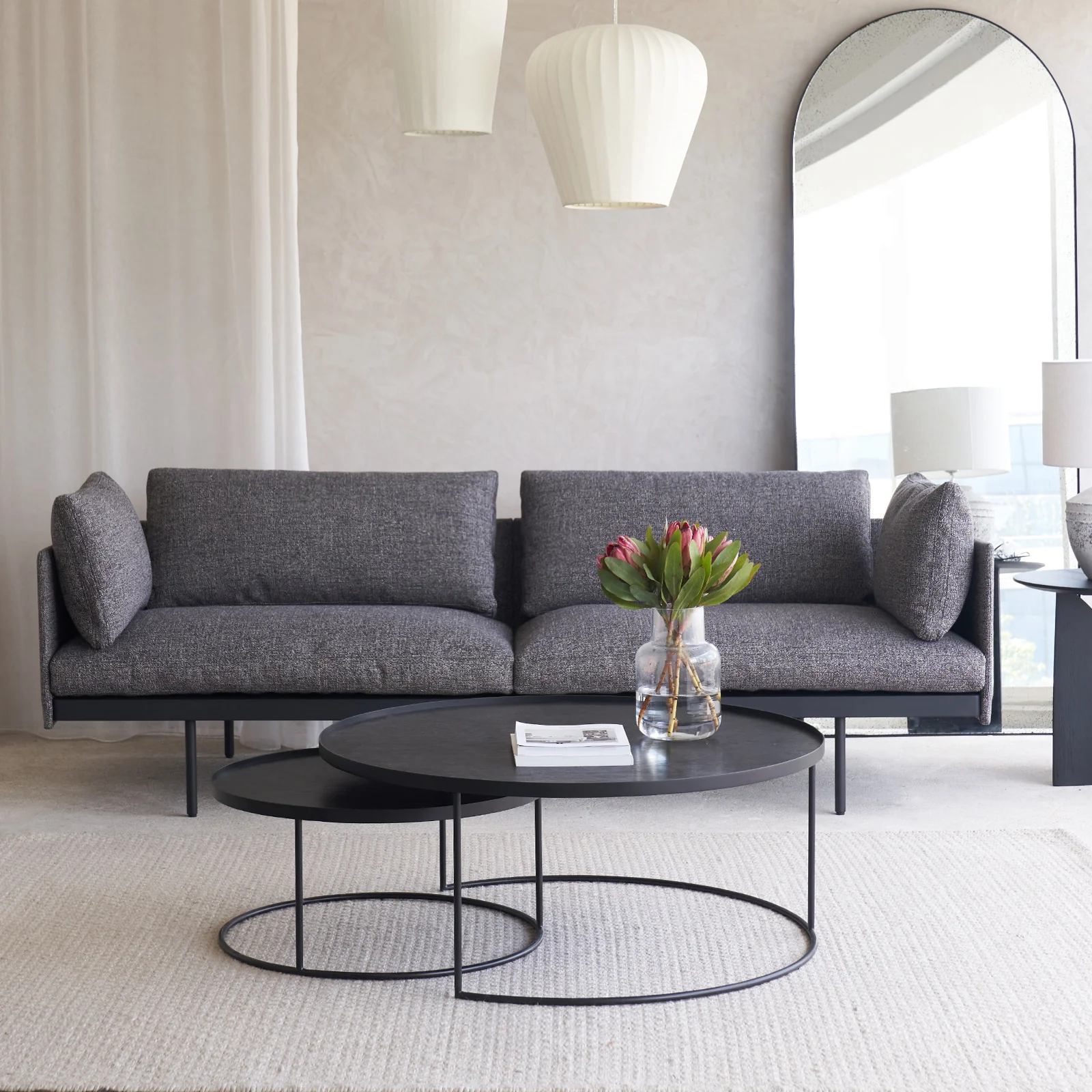 Trusted Bureau Fabric Sofa 2.5 Seater 222cm – Cinder Luxury