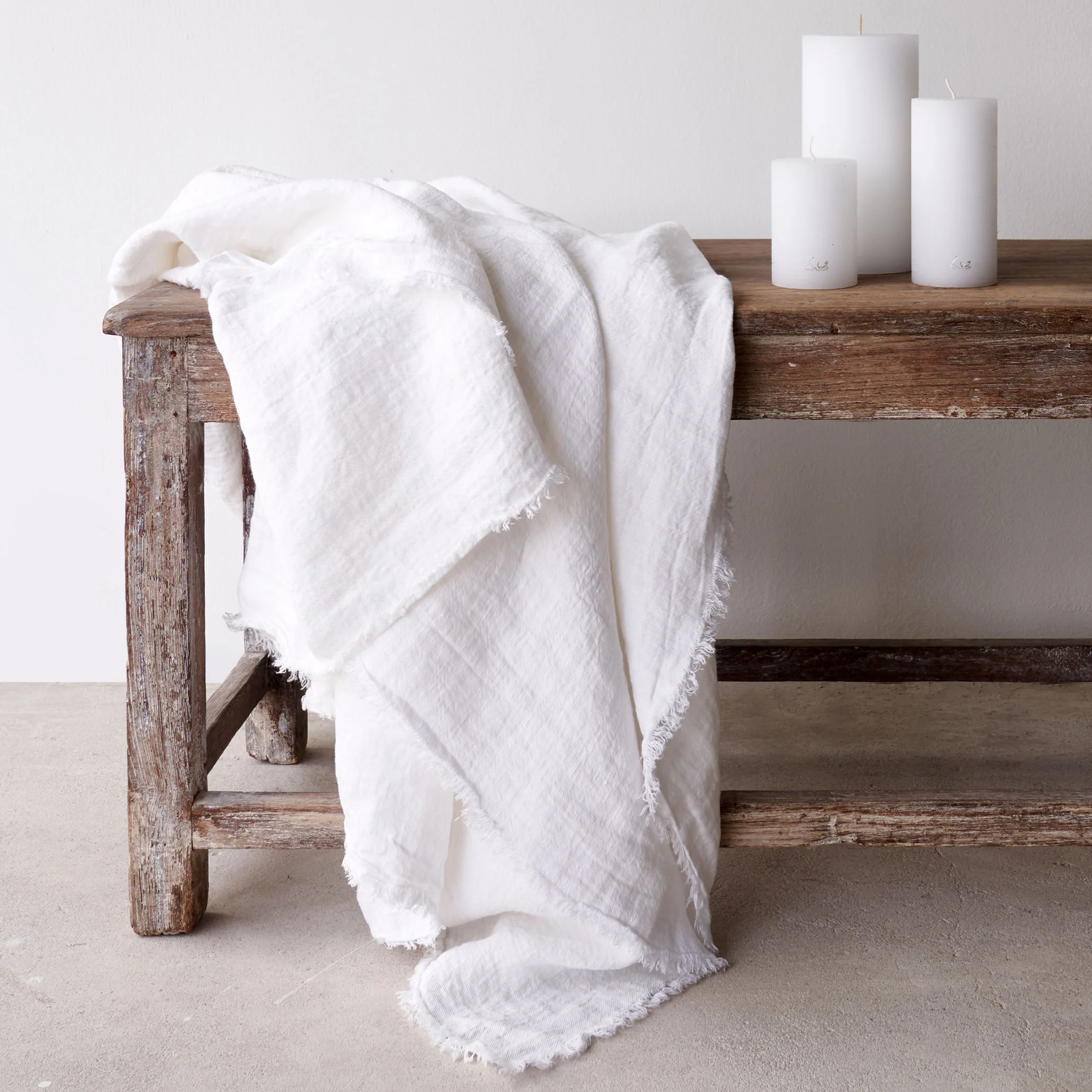 Unique Reversible Throw Crumpled Washed Linen – Blanc Relaxed