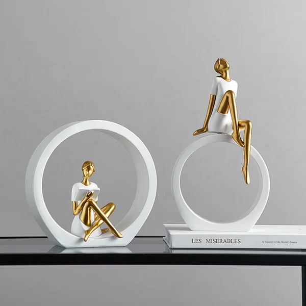 Efficient Modern Resin Reading Girl Sculpture Environmentally Friendly