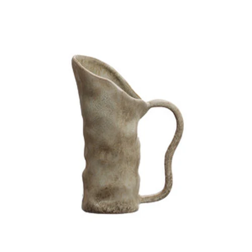 Minimalist Stoneware Organic Shaped Pitcher Reactive Glaze – Green High-End