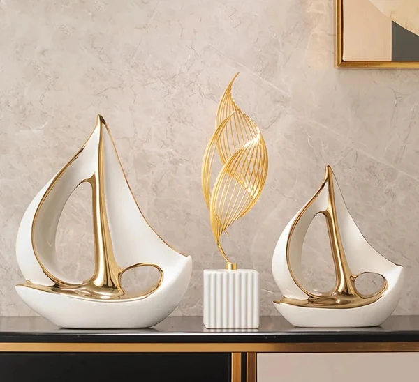 High-Performance Luxury Ceramic Sailboat Sculpture Soft