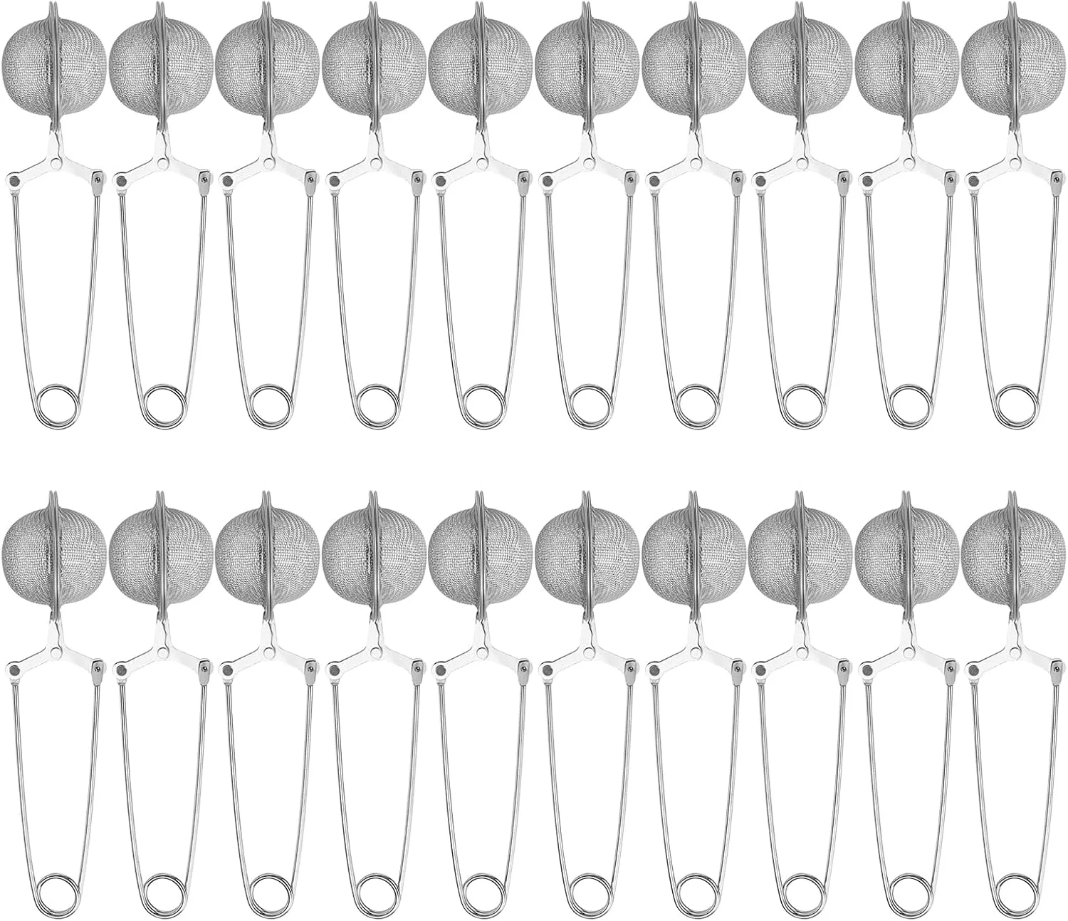 Classic Snap Ball Tea Strainer Voittozege 20 Pcs Premium Stainless Steel Tea Infuser with Handle Tea Infuser Filter with Tong Pincer Steeper Reusable for Premium Material