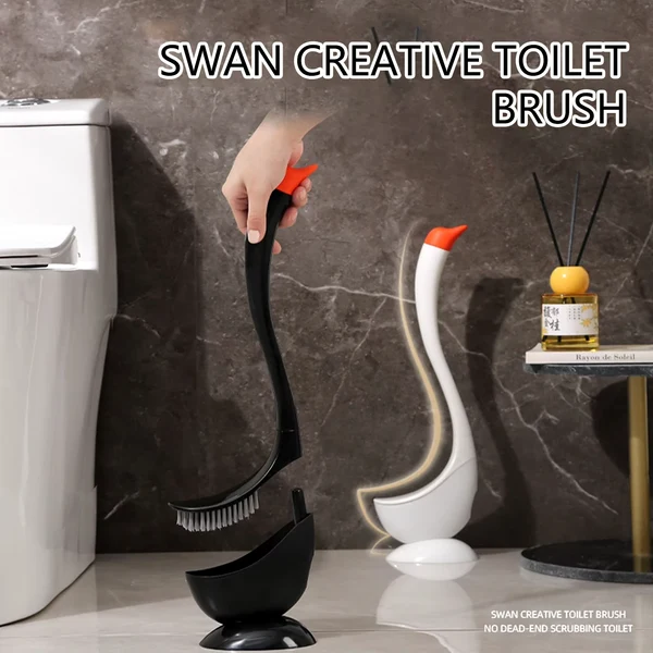 Functional Elegant Swan-Shaped Toilet Brush Holder Set Lightweight