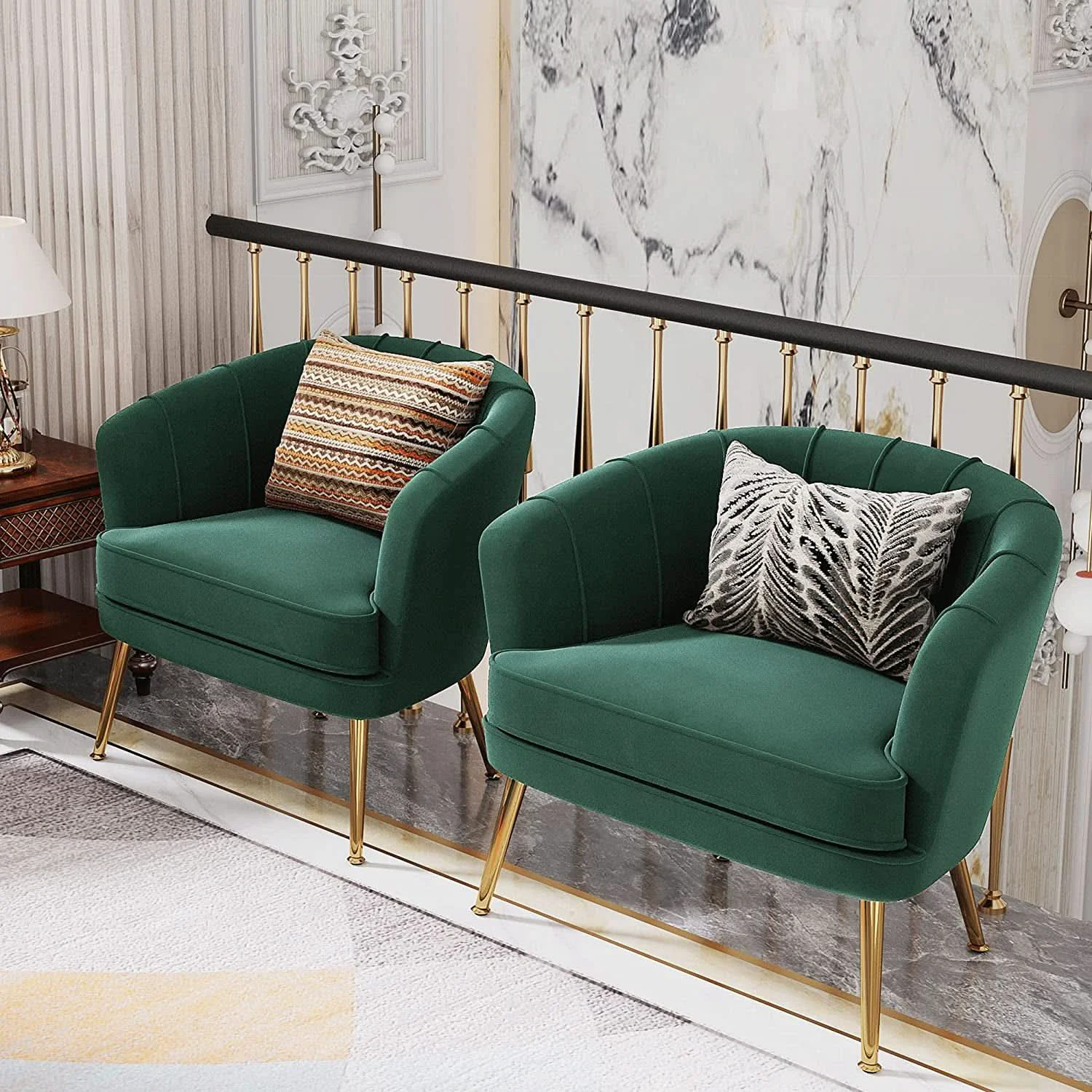 Fine Green Velvet Accent Chair With Gold Legs For Living Room Minimalist