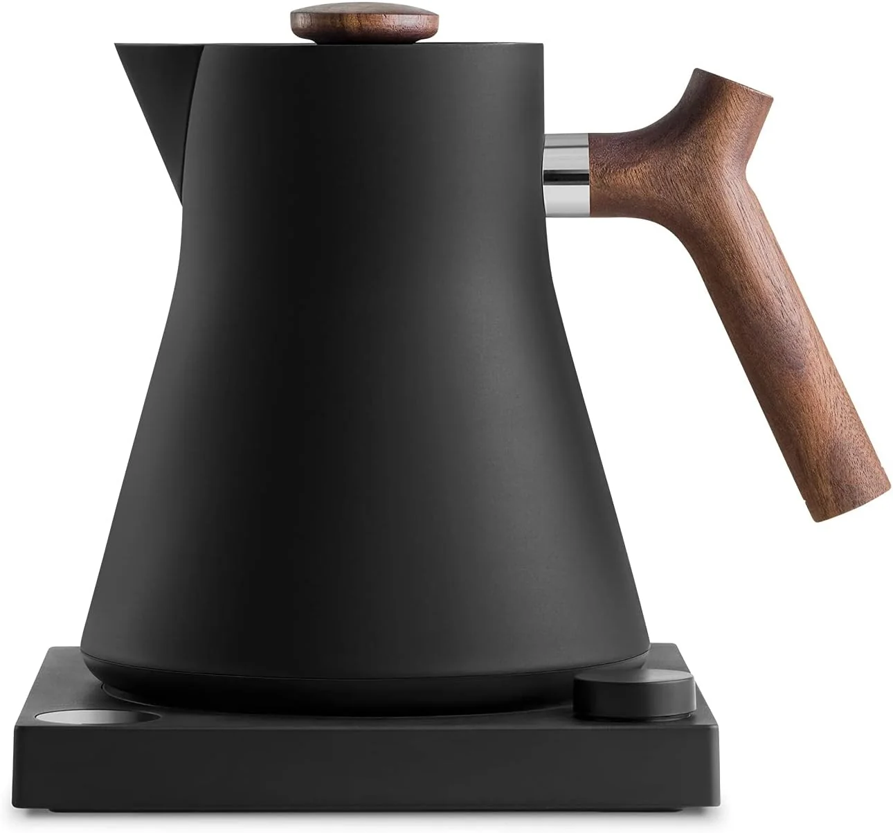 Functional Fellow Corvo EKG Electric Tea Kettle – Electric Pour Over Coffee and Tea Pot-Quick Heating Electric Kettles-Temperature Control Built-In Brew Timer-Matte Black with Walnut Handle-0.9 Liter Powerful