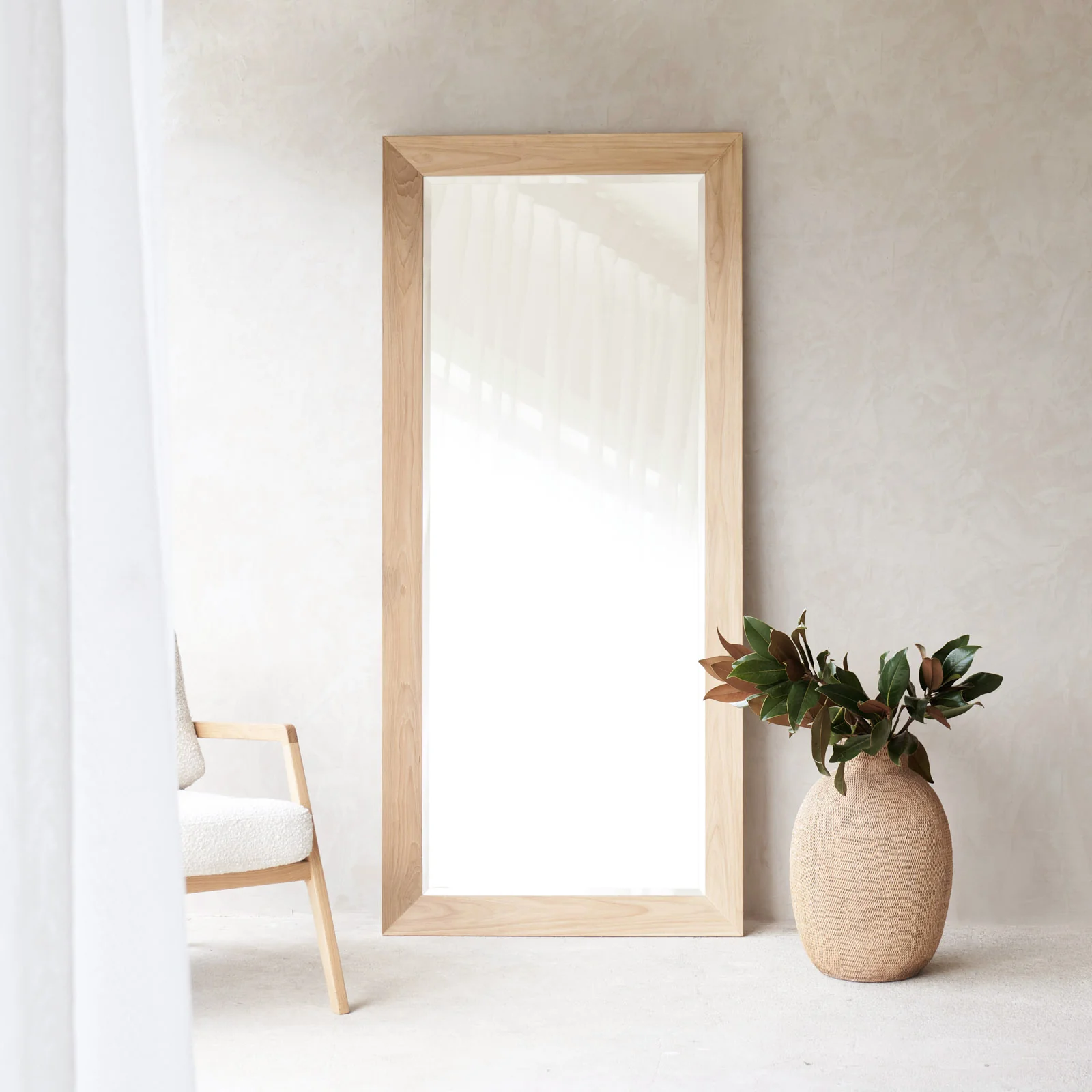 Contemporary Norman Mirror With Frame Teak 201cm Proven