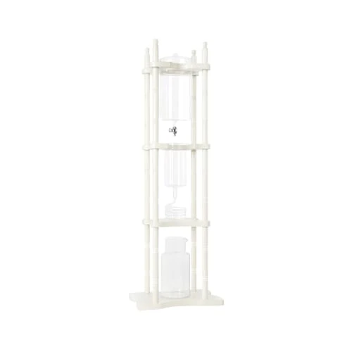 Contemporary Cold Brew Drip Tower Iced Coffee Maker Glass Wooden Stand 25 Cups white 25 Count Long-Lasting