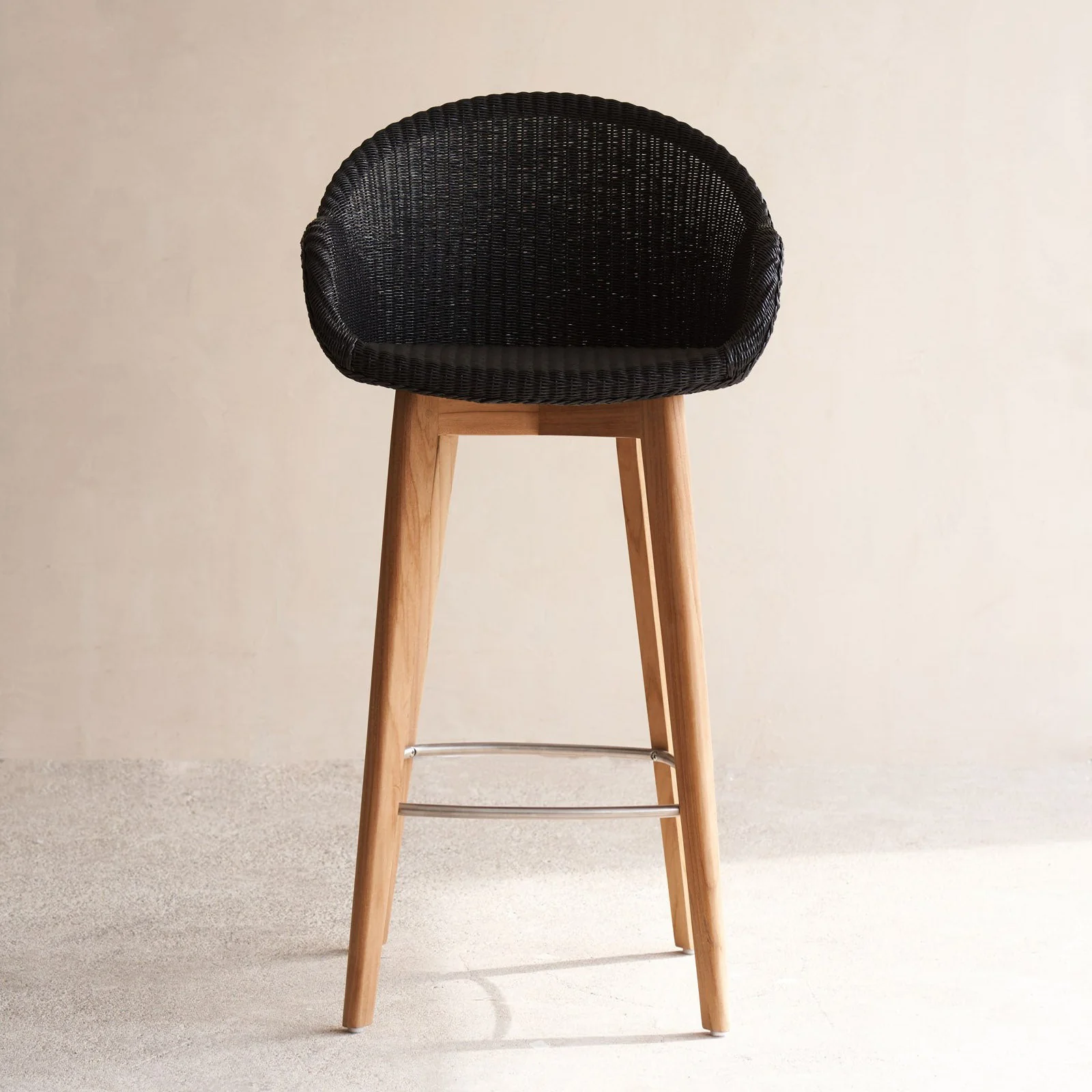 Exceptional Avril Bar Stool Teak Frame – Black Original Design