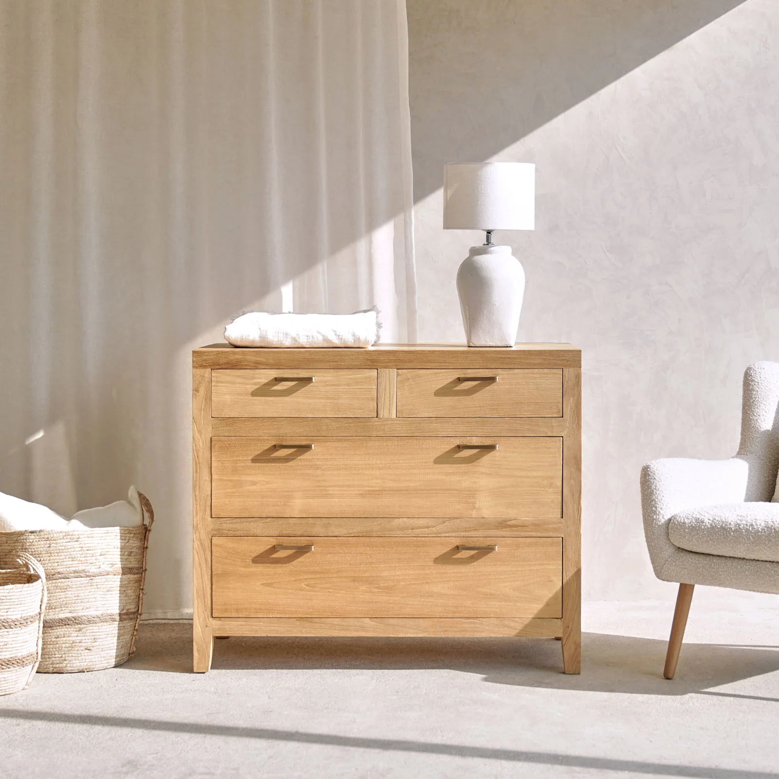 Exceptional Ledge Chest of Drawers Old Teak – Natural Excellent