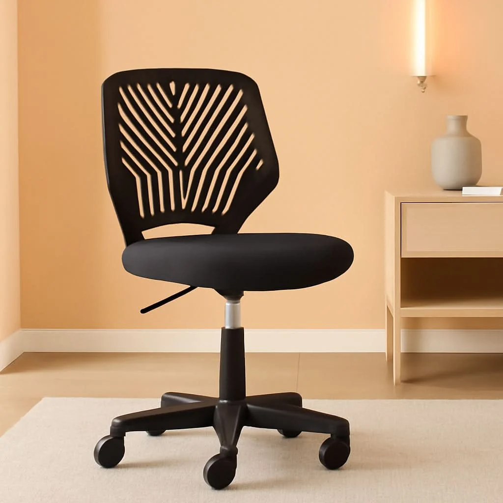 Recyclable Low Back Armless Desk Chair With Lumbar Support Black First-Class
