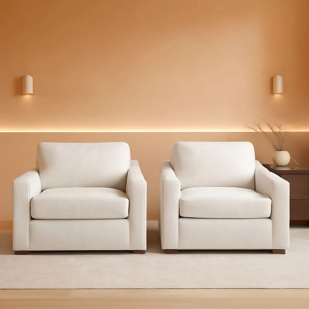 Healthy 47 Inch Wide Ivory Upholstered Contemporary Armchair Fast