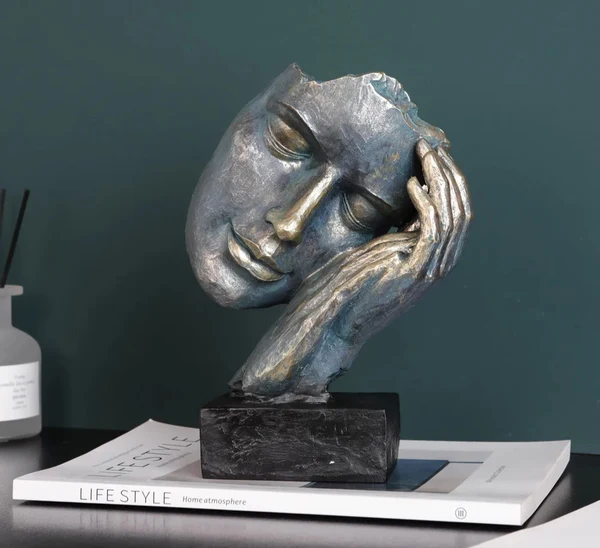 Enhanced Vintage Resin Face Sculpture Reliable