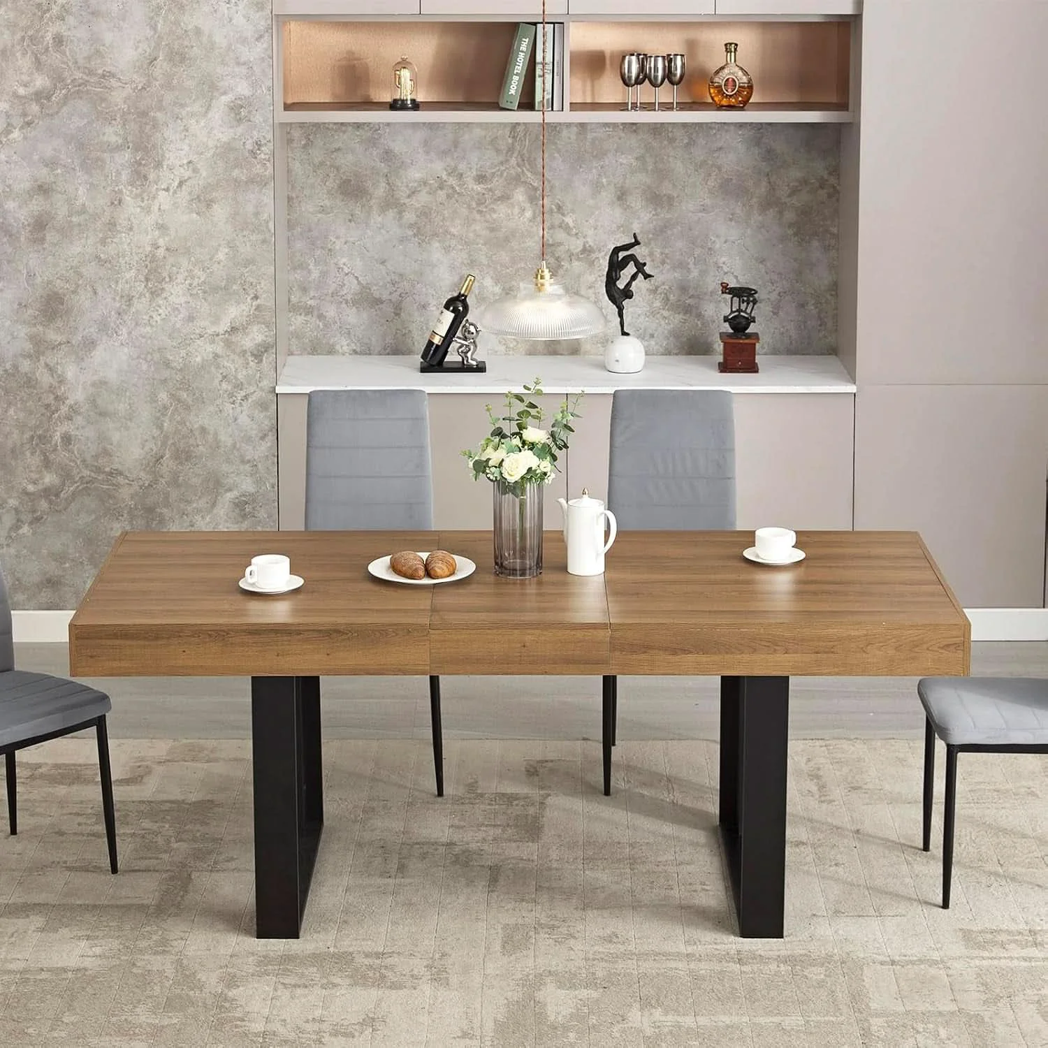 Quality 63 Inch Extendable Dining Table Walnut Brown Dining Room Verified