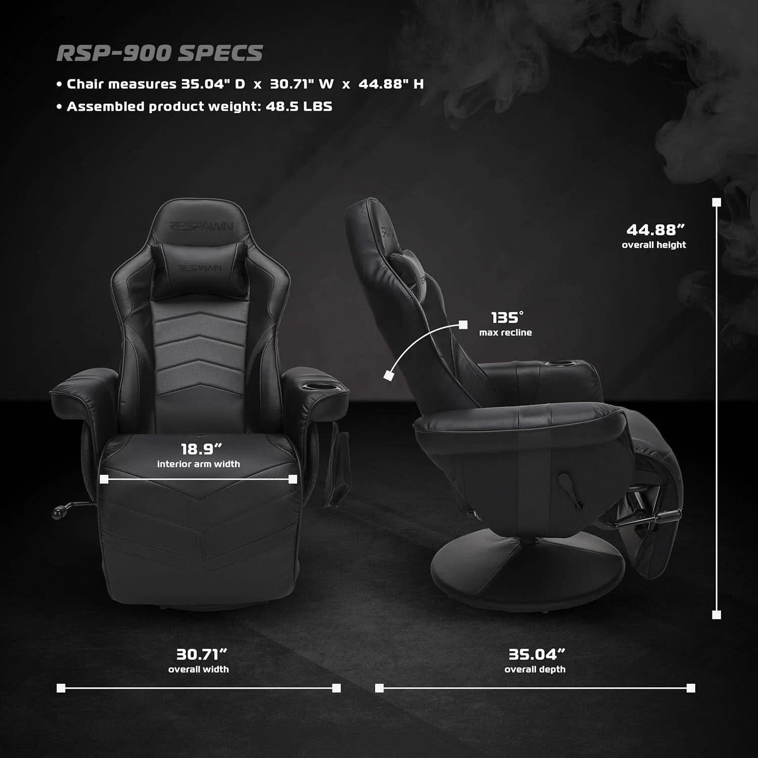 Durable 900 Gaming Recliner Black With Adjustable Leg Rest Cupholder High-Performance
