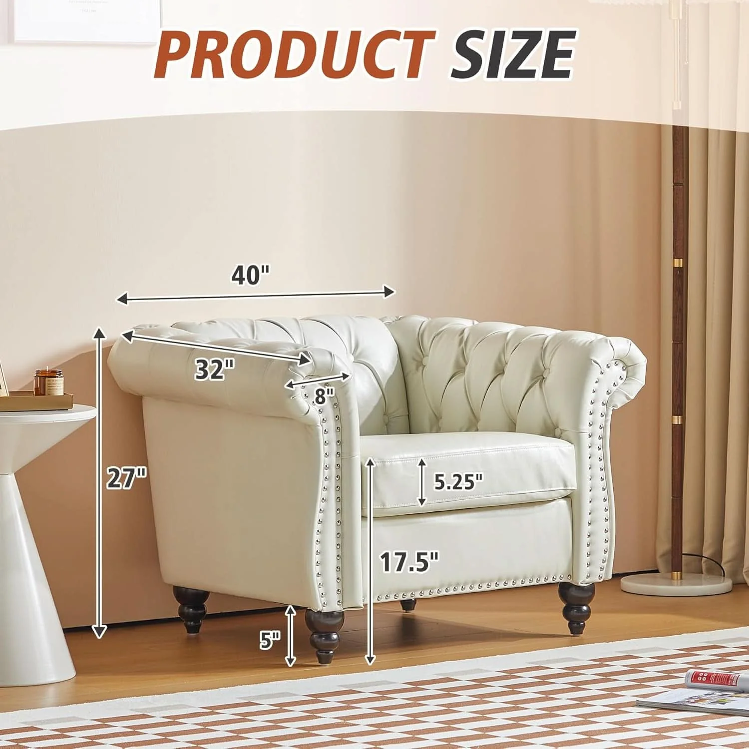 Organic 2 Piece Chesterfield Faux Leather Living Room Set Loveseat And Chair W High-End
