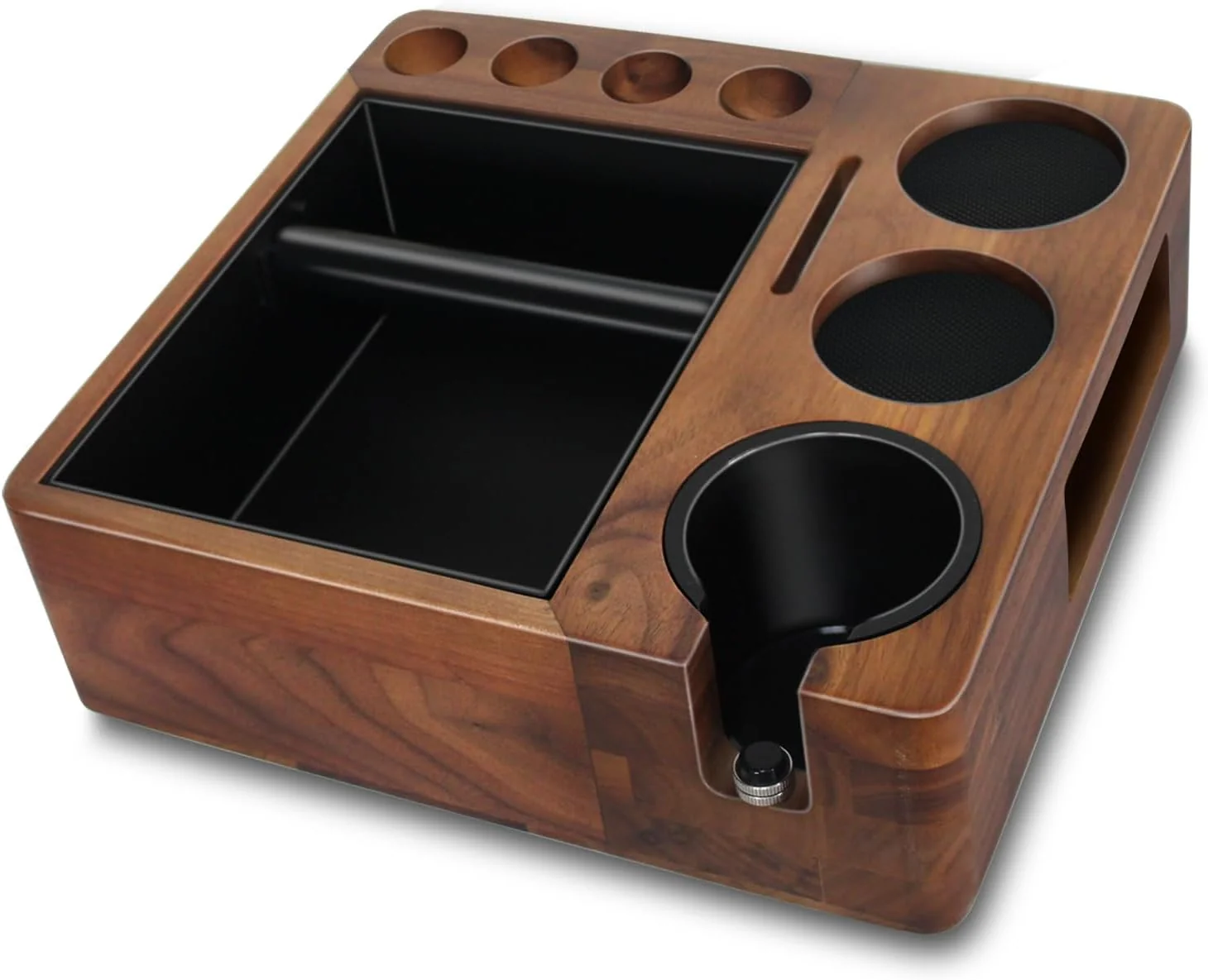 Trendy Espresso tamping station and knock box Wooden portafilter holder Espresso organizer station box Tamping station fit for storage 51 54 58mm coffee accessories Multifunctional tamper station Green