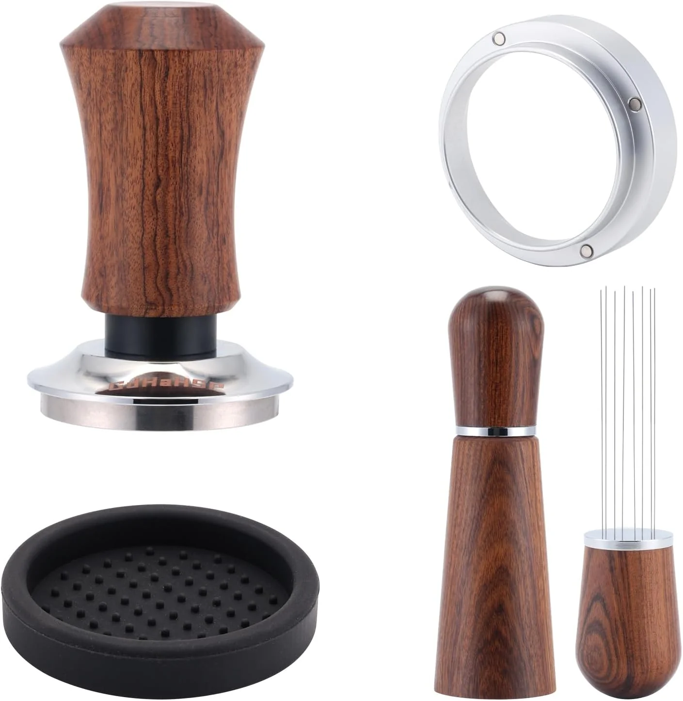 Long-Lasting 53.5mm Espresso Accessories Kit with Tamper WDT Tool and Funnel Detailed