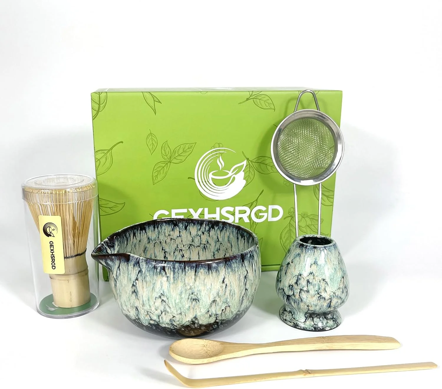 Soft Matcha Whisk Set 6Pcs Matcha Kit Includes Matcha Whisk and Holder Matcha Bowl with Spout Matcha Sifter and 2Pcs Matcha Spoon Innovative