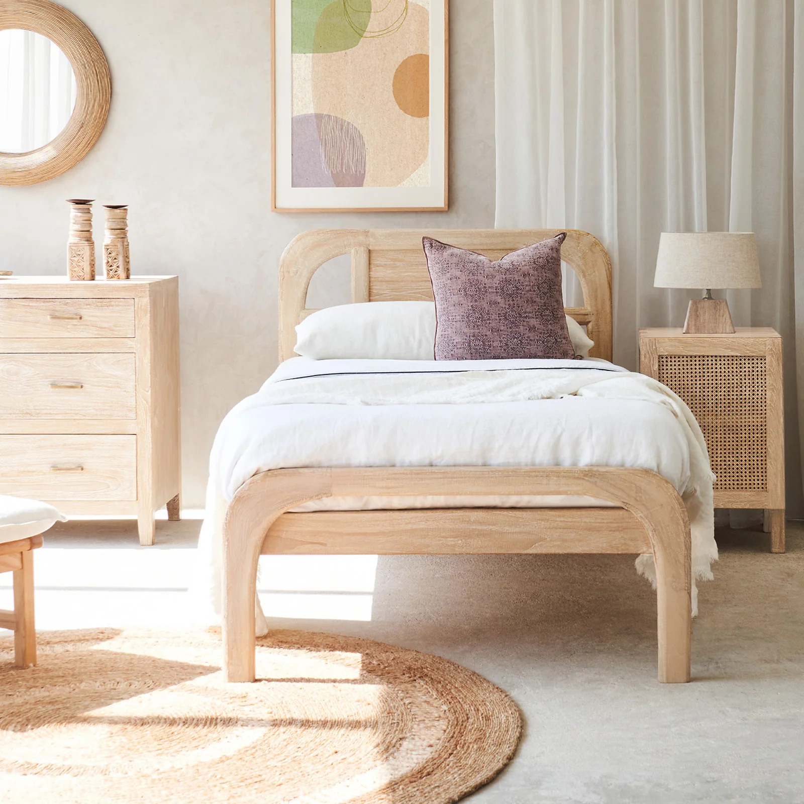 Organic Plough Bed Frame Teak – Whitewash Single Trusted
