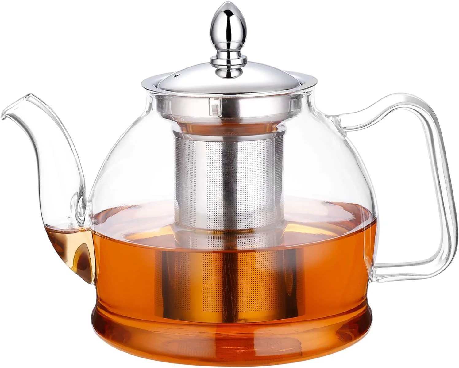 Stylish Hiware 1000ml Glass Teapot with Removable Infuser Stovetop Safe Tea Kettle Blooming and Loose Leaf Tea Maker Set Innovative