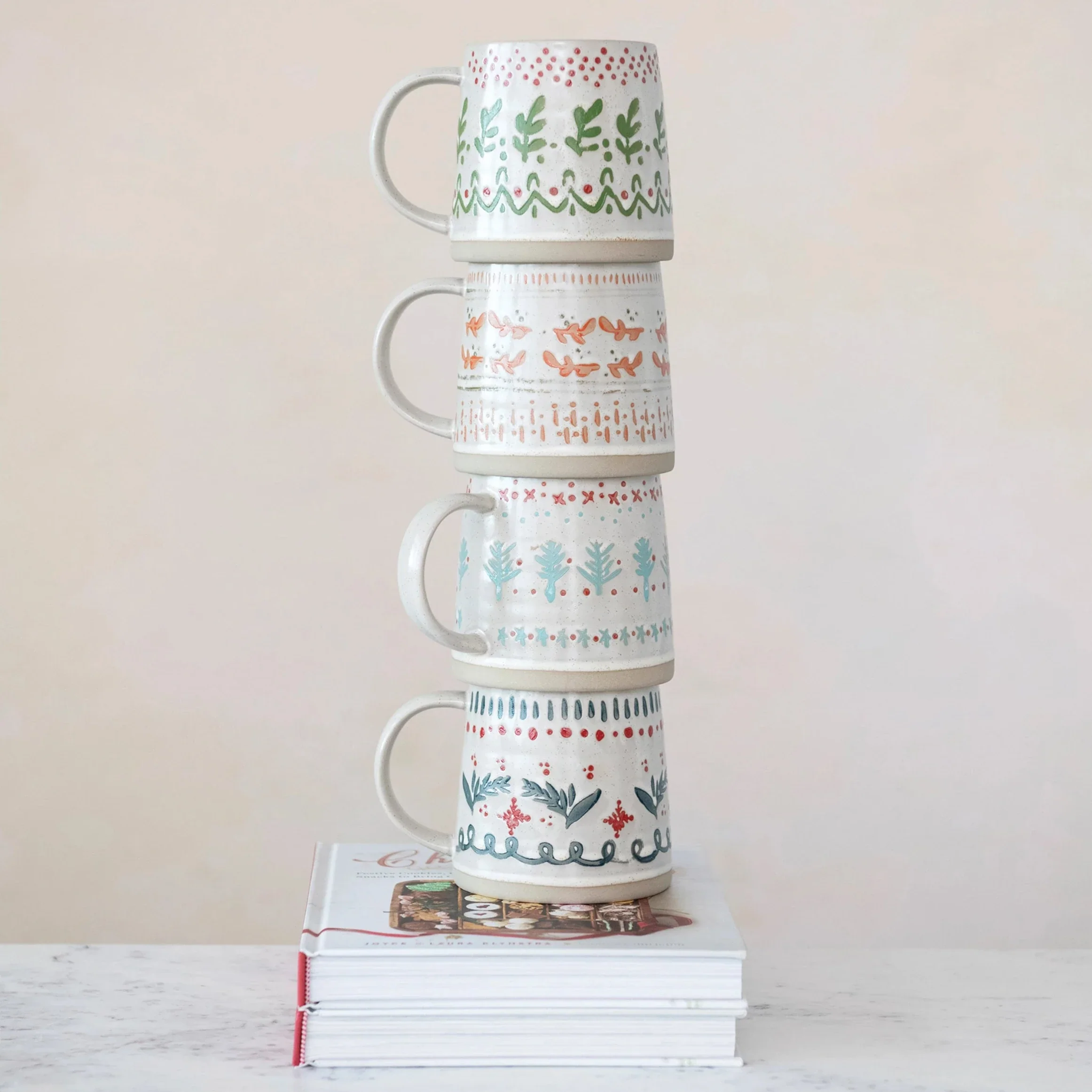 Powerful Hand-Stamped Sweater Pattern Stoneware Mug 16 oz Crafted