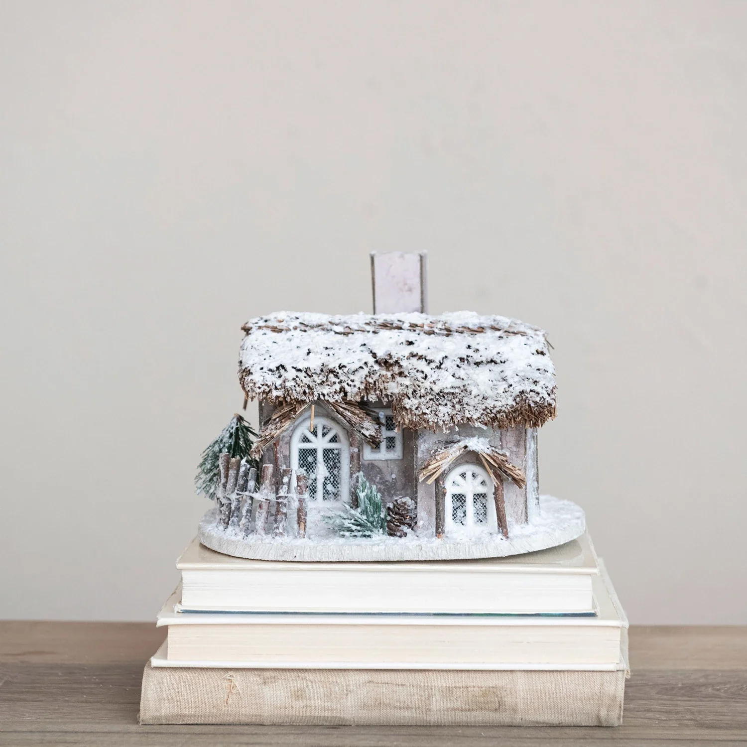 Elite Winter Cabin made of Twigs and Paper LED Light Up Casual