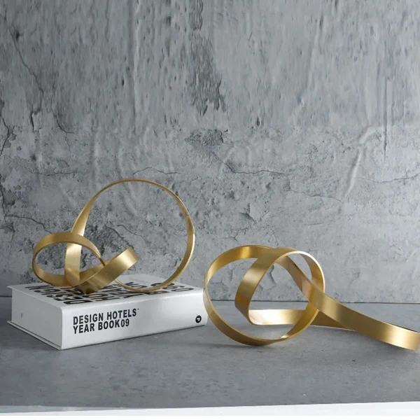 Smooth Modern Gold Metal Knot Sculpture Carefully Designed