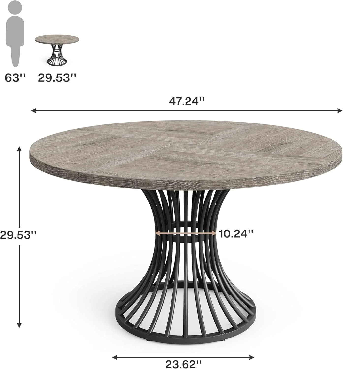 Effective Round Dining Table 47 Inch Grey For Kitchen And Living Room Responsible