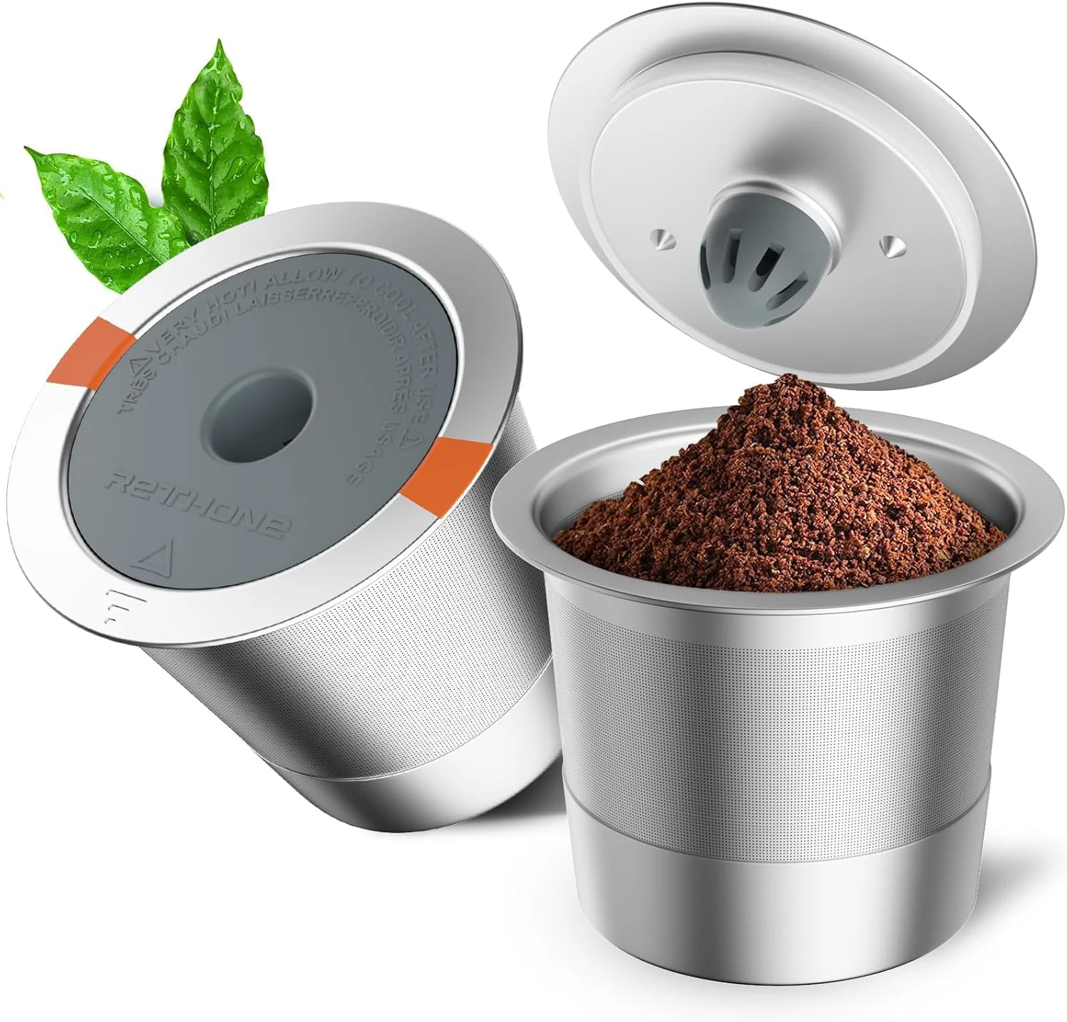 Safe Rethone Reusable K Cups and Coffee Pods for Keurig 1.0 2.0 Coffee Maker Stainless Steel Coffee Filter 2 pack High-Performance