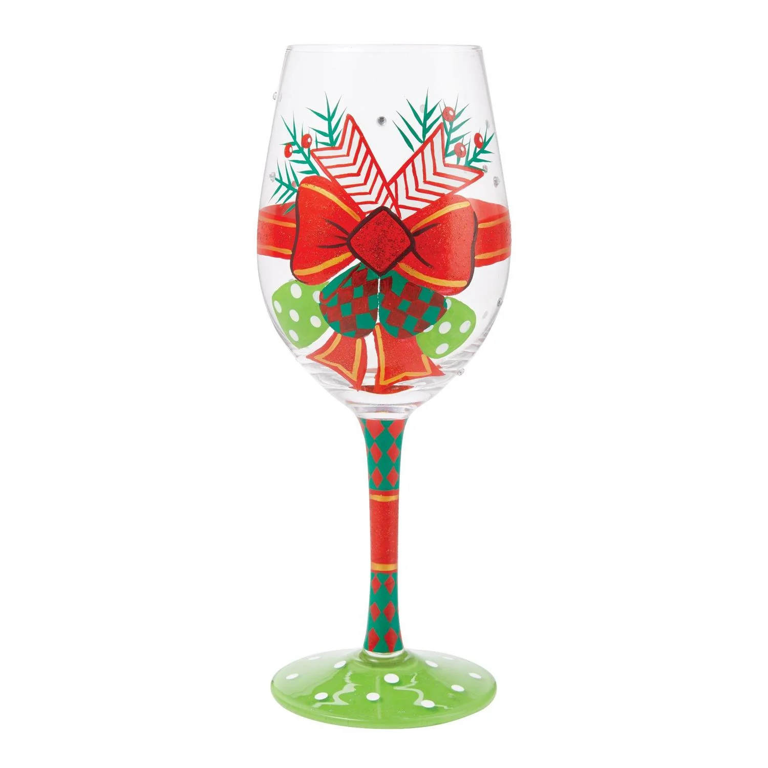 Unique Lolita My Fancy Christmas Bow Wine Glass 15oz Breathable