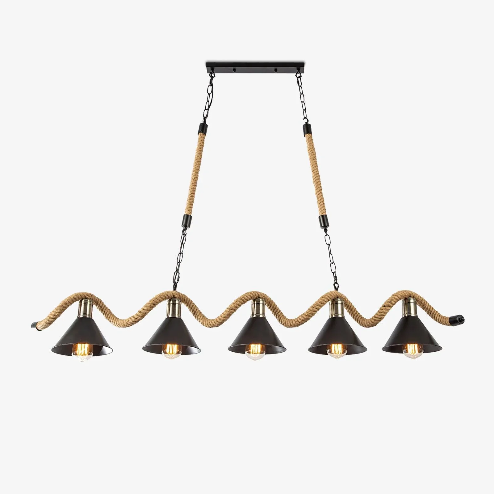 Breathable Wavy Hemp Rope Chandelier Enhanced