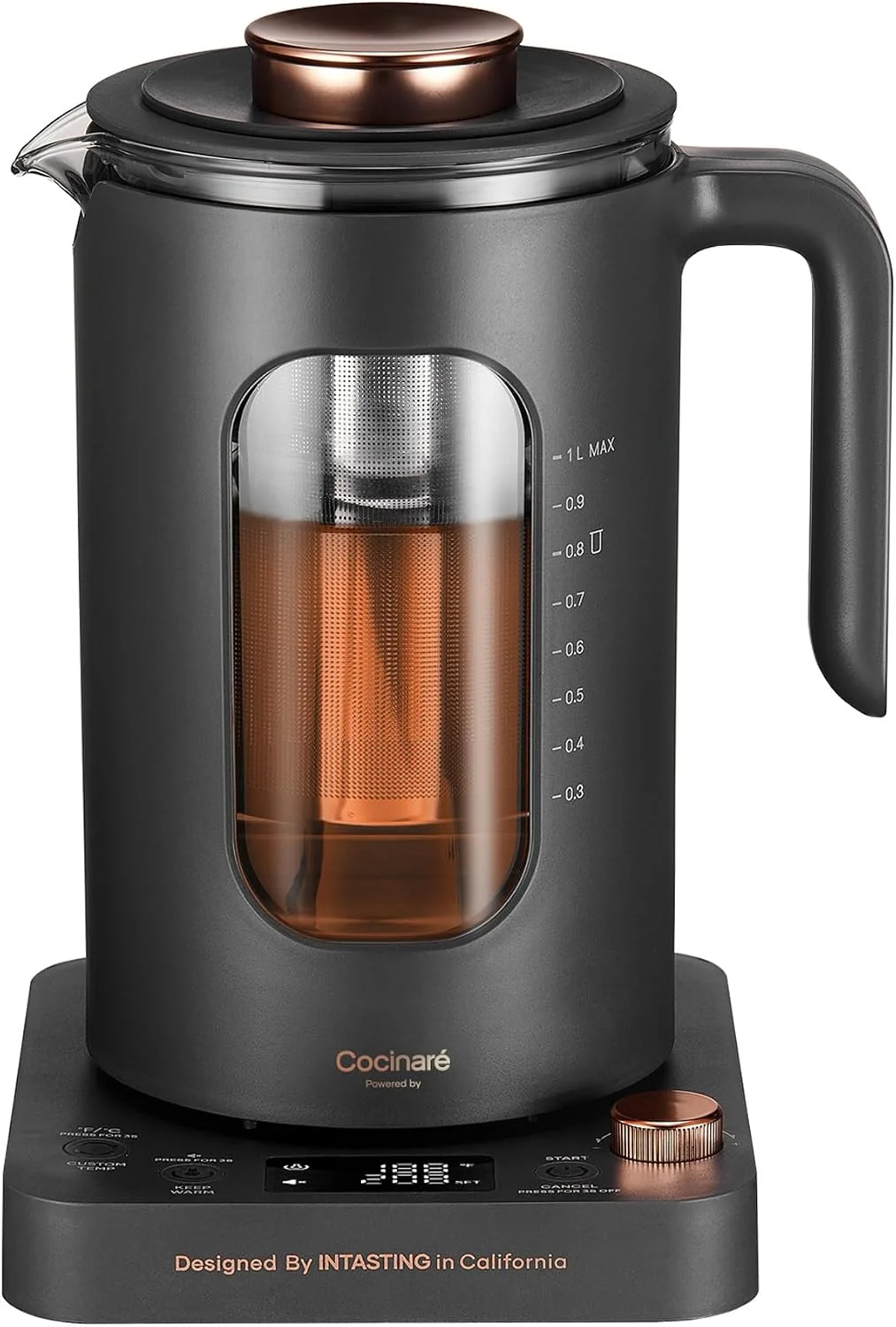 Lightweight INTASTING Electric Tea Kettle with Infuser ±1℉ Temperature Control 1L Stylish