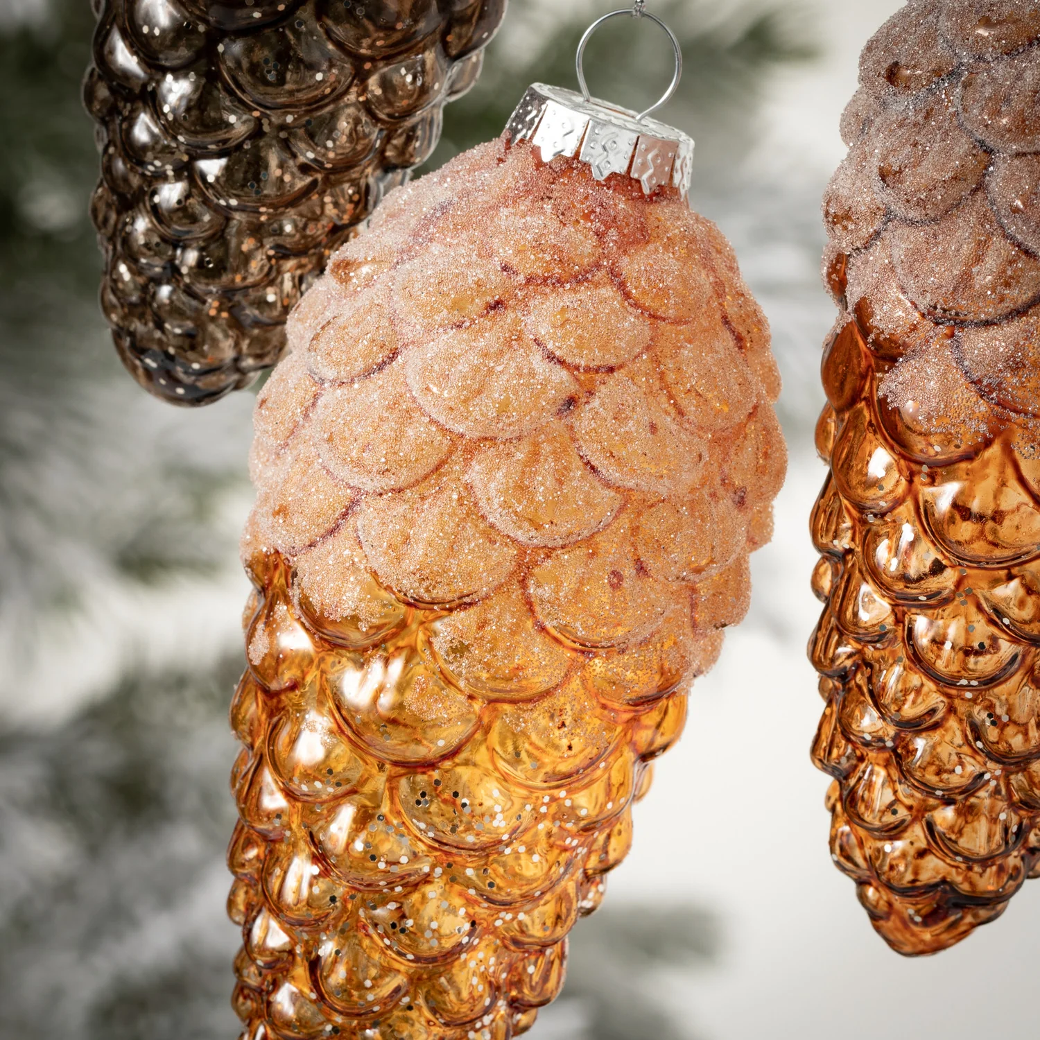 Smooth Frosted glass Pine Cone Ornaments Efficient