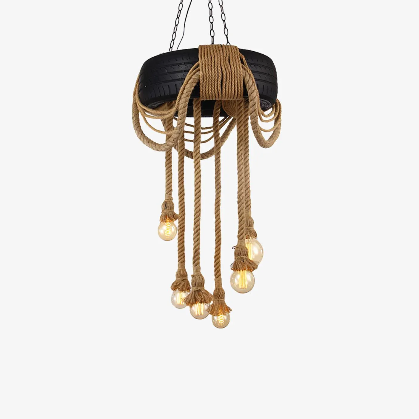 Outstanding Hemp Rope Black Tyre Chandelier Prestigious