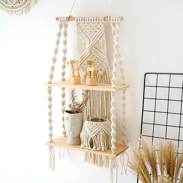 Efficient Boho Macrame Wall Hanging Shelf Eco-Friendly
