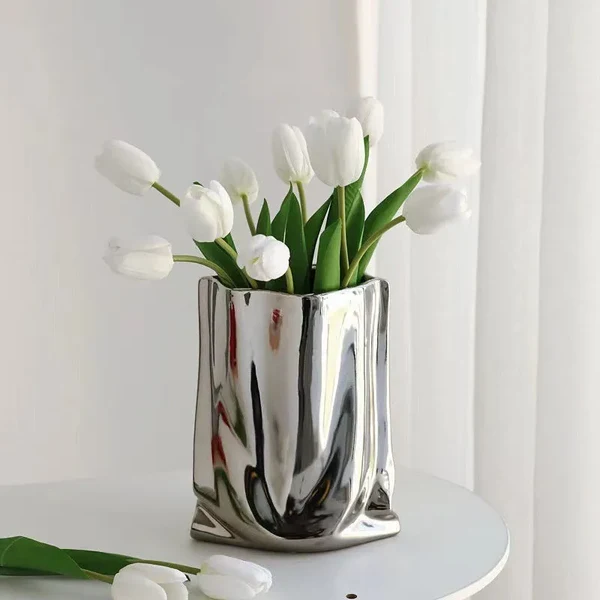 High-Grade Modern Ruffled Ceramic Vase Crafted