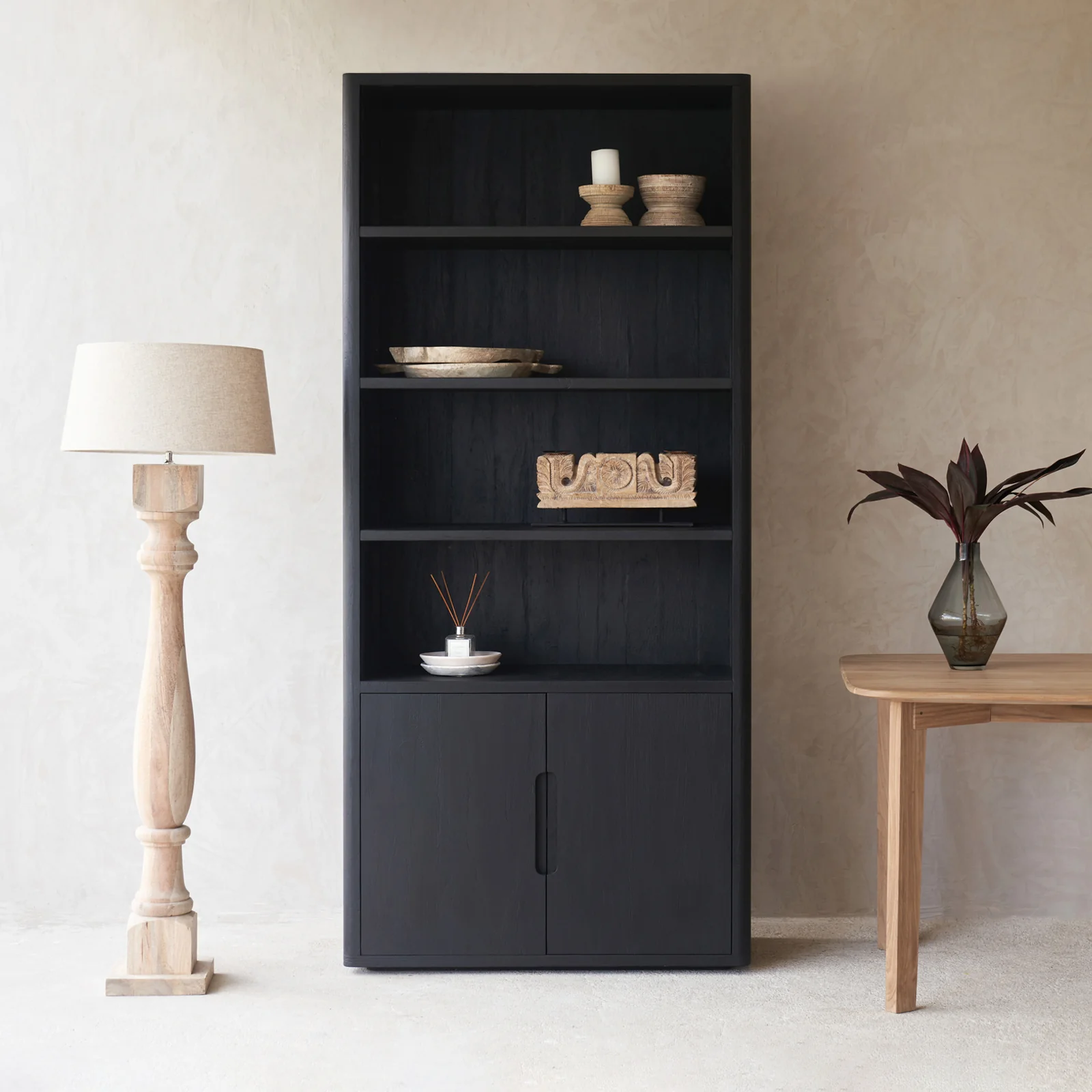 Professional Java Bookcase Old Teak – Black 100cm Reliable