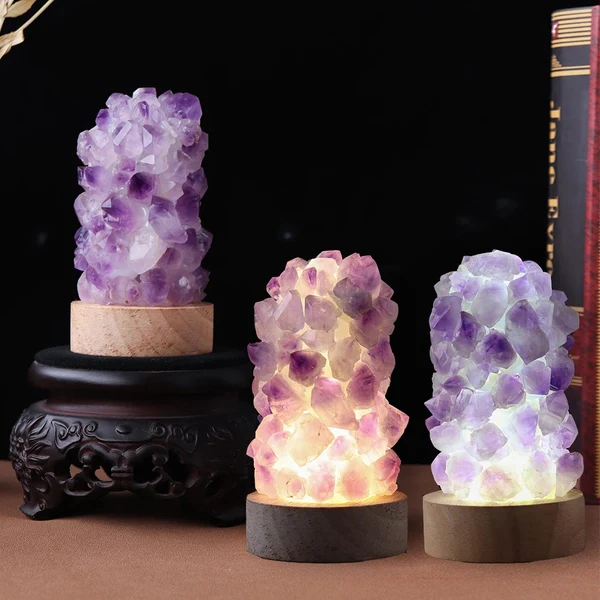 Refined Crystal Wishing Lamp with Natural Amethyst Reusable