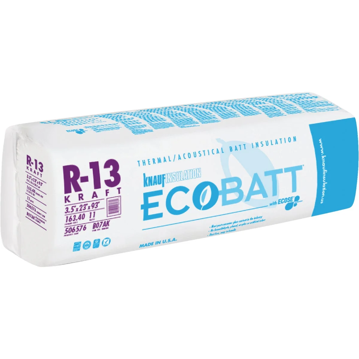 Consistent Knauf R-13 23 In. x 93 In. Kraft Faced Batt Fiberglass Insulation 11 Count Solid